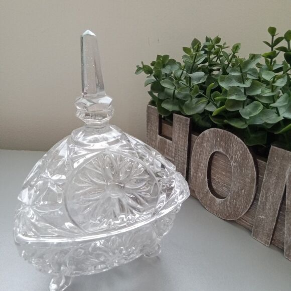 Vtg. Bleikristall Anna Hutte Footed 24% Lead Crystal‎ Covered Candy Dish Germany - Picture 2 of 11